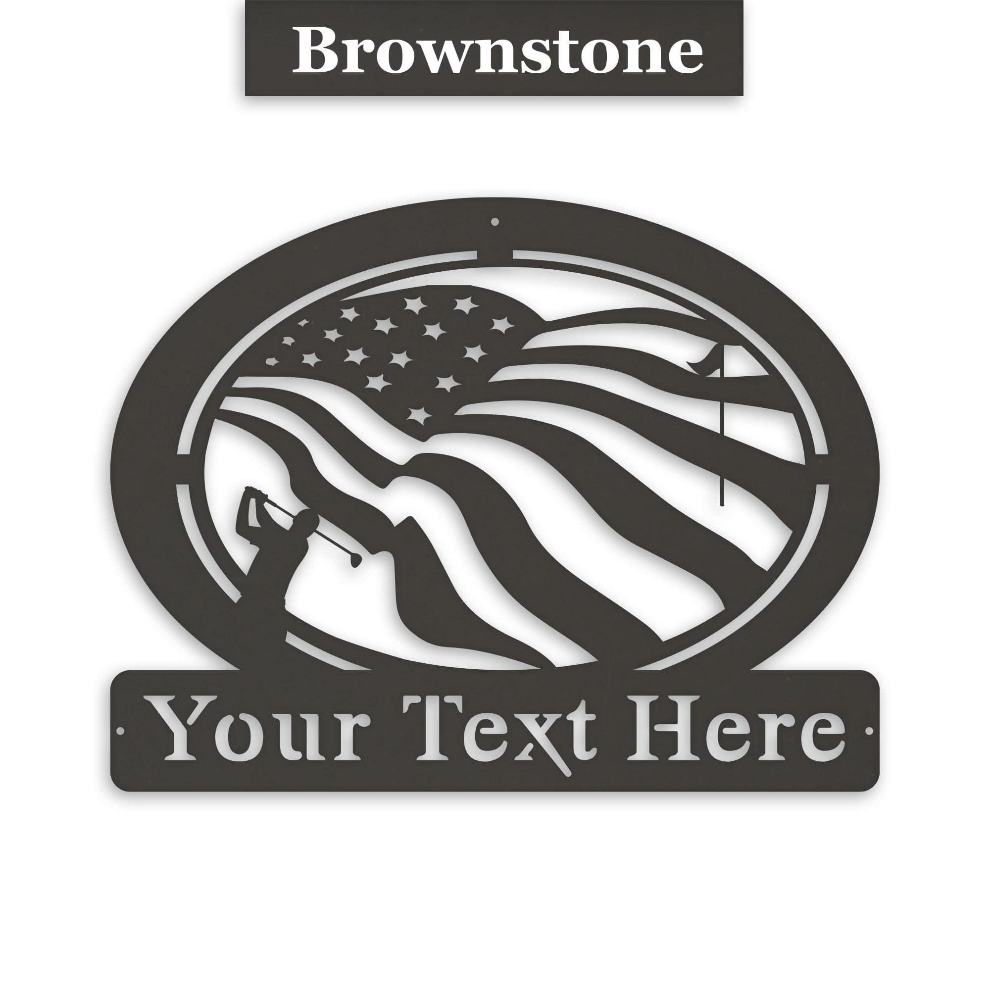 Golf of America Personalized Metal Sign, Laser-cut American Flag Sign with Golfer