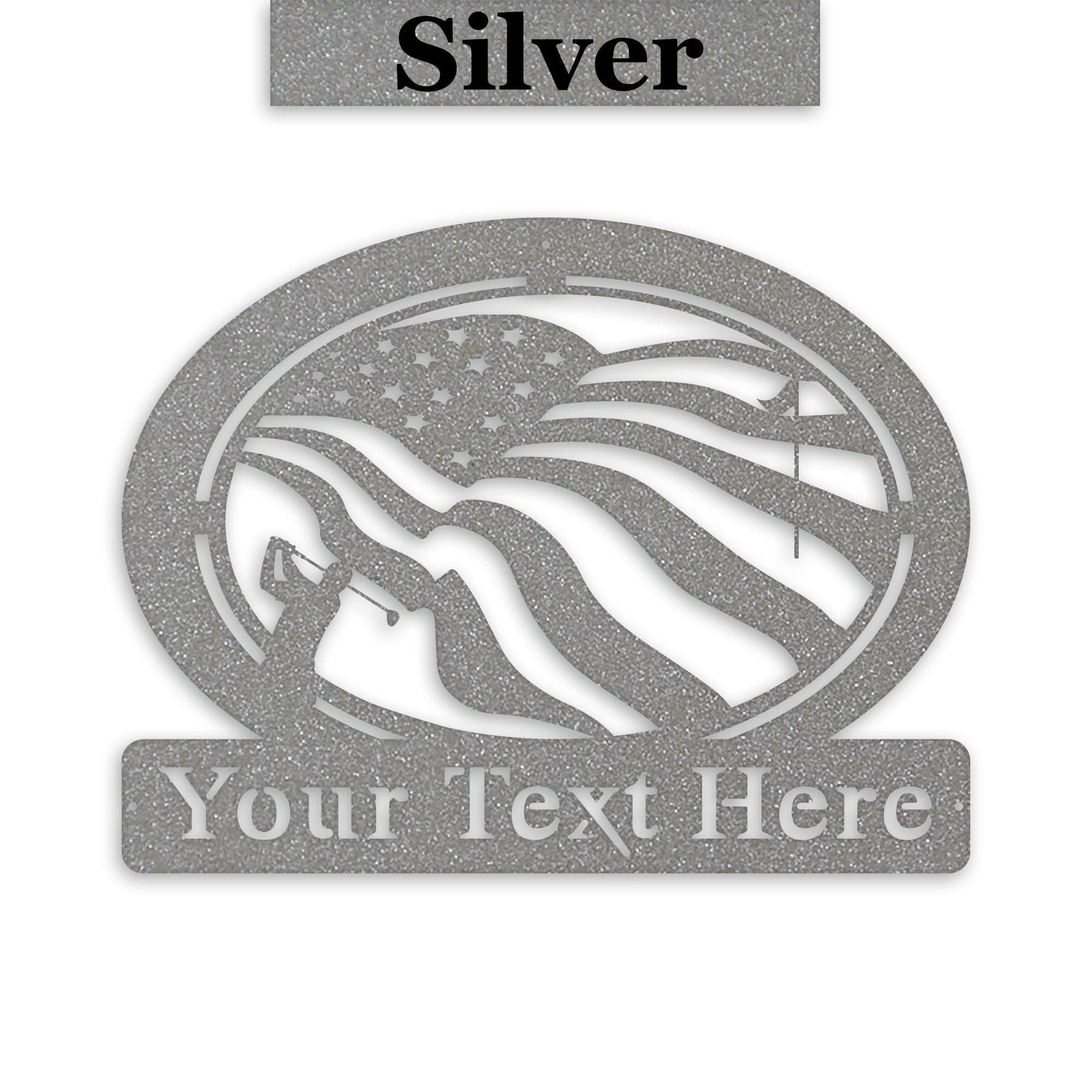 Golf of America Personalized Metal Sign, Laser-cut American Flag Sign with Golfer