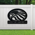 Golf of America Personalized Metal Sign, Laser-cut American Flag Sign with Golfer